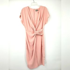 ASOS DESIGN Tall twist midi dress with kimono sleeve Blush Pink Size 6